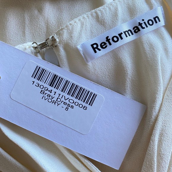 NWT Reformation Bray Dress, Ivory Wedding Dress, Twist Front Formal Gown, Size 8 - Picture 3 of 11